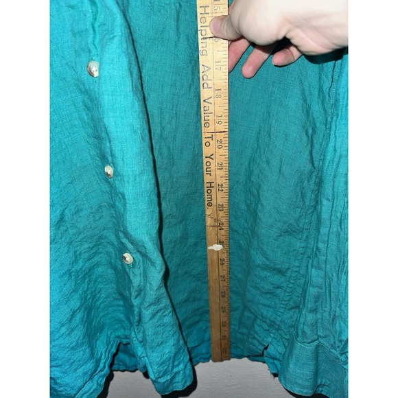 Paul Fredrick Dress Shirt XLT Button Down 100% Linen Green‎ Long Sleeve Wedding - Picture 5 of 6